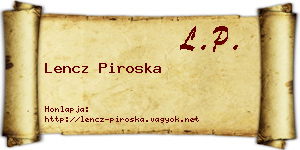 Lencz Piroska névjegykártya